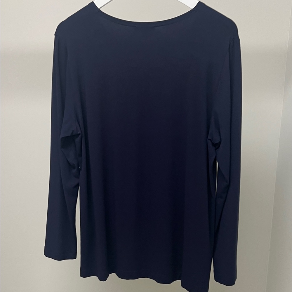 Elegant Midnight Blue Long Sleeve Top - Picture 3 of 5